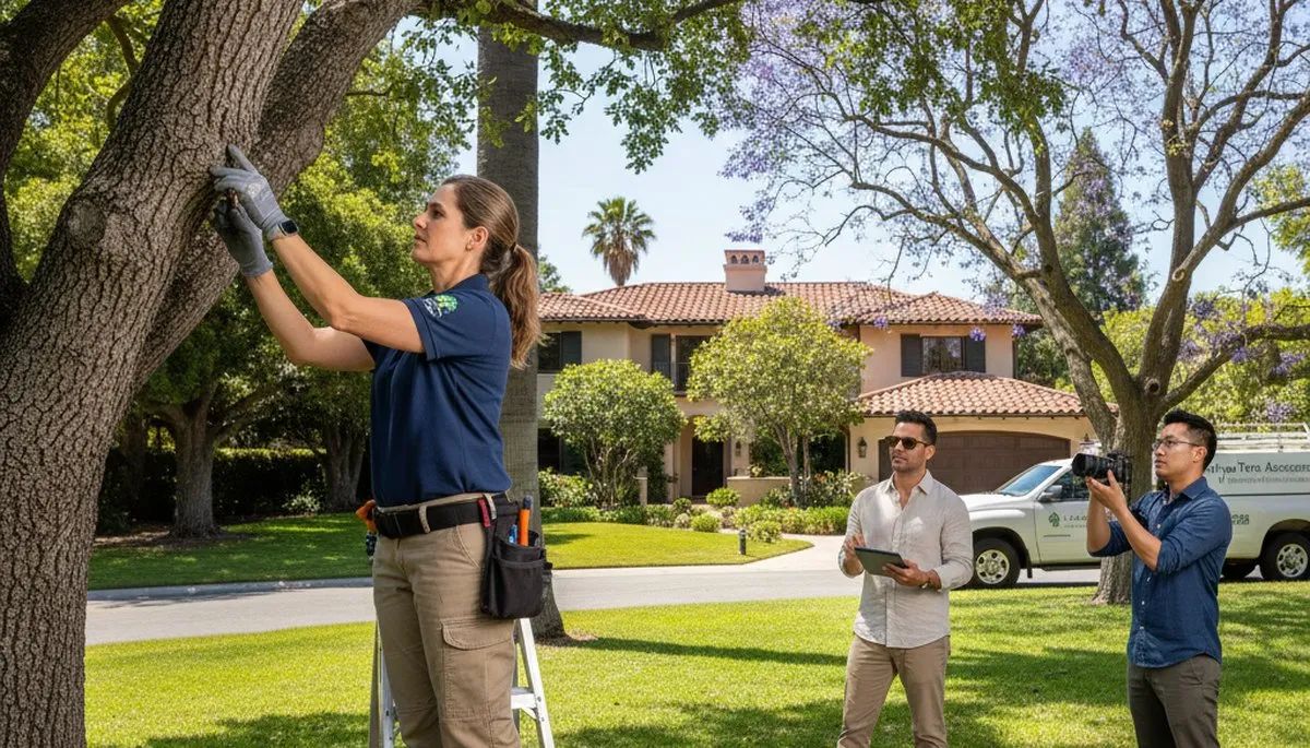 Certified arborist performing tree health assessment for Hollywood homeowners in Fort Lauderdale, FL