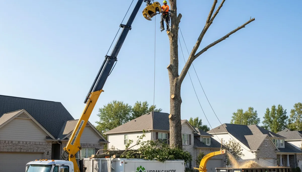 Certified arborists performing safe tree removal in Fort Lauderdale, FL residential neighborhood