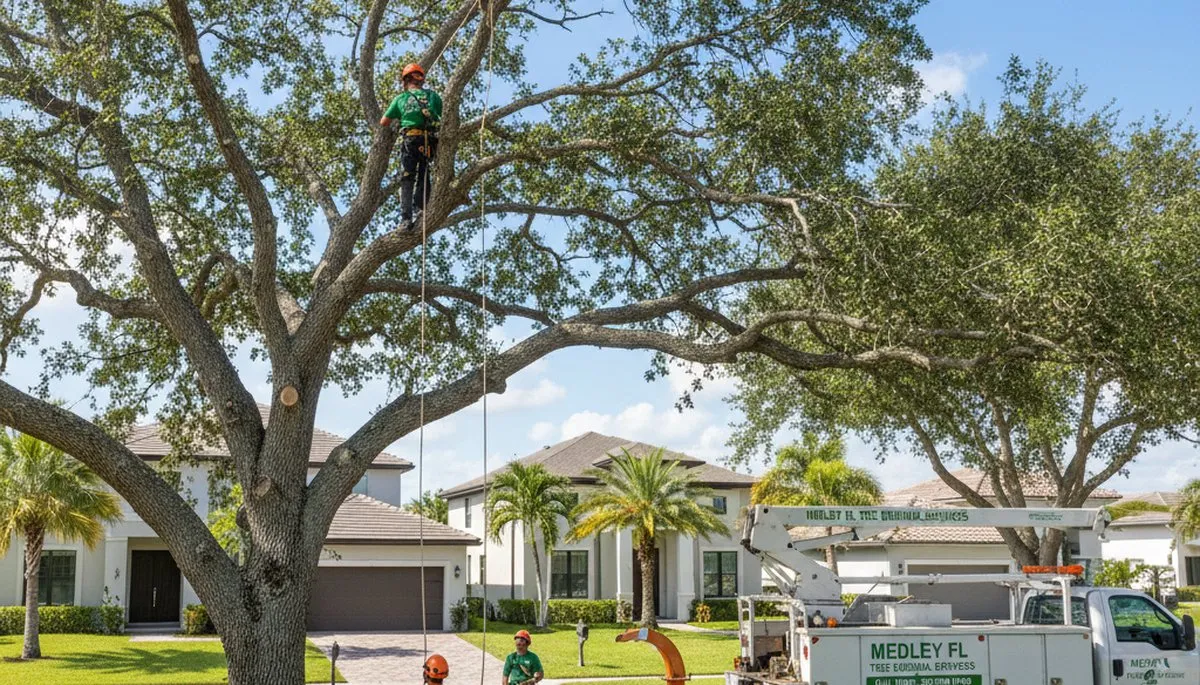 Professional tree removal service in Fort Lauderdale FL clearing large oak safely