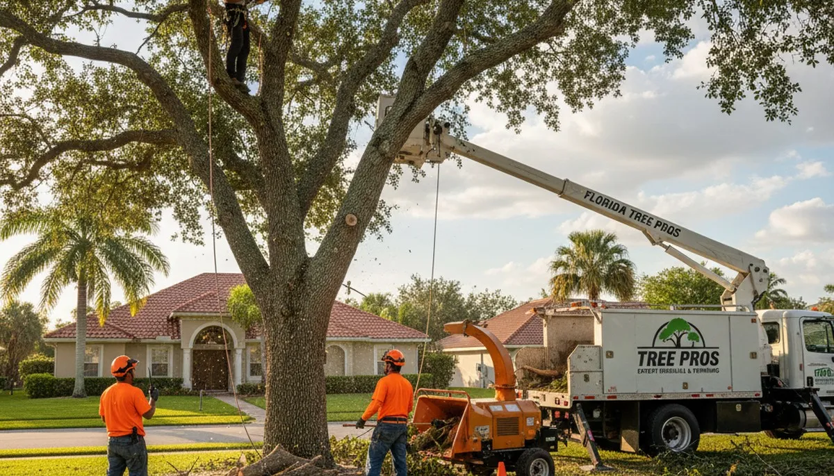 Professional tree removal service in Fort Lauderdale FL safely clearing large yard trees